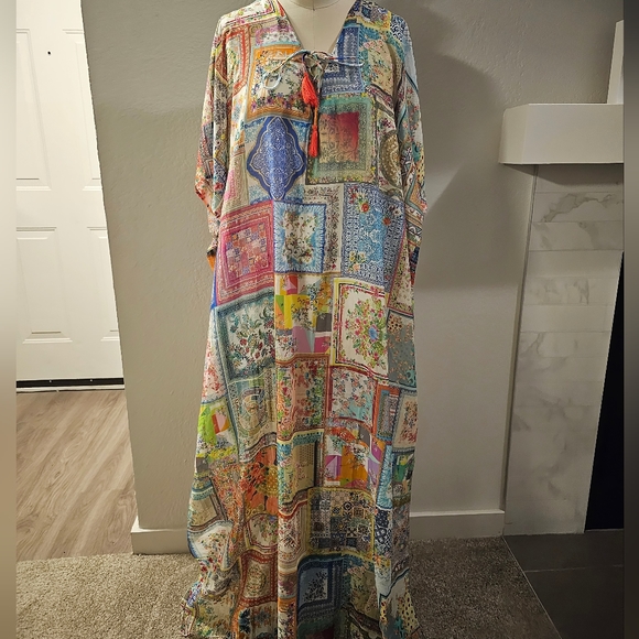 Johnny Was Bella Lace Up Kaftan Dress - Picture 2 of 10